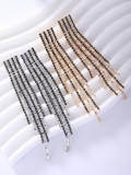1 par de pendientes colgantes chapados en oro blanco con incrustaciones de latón y diamantes artificiales de circonita chapados en oro blanco de estilo Simple
