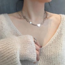 Collar chapado en plata con revestimiento de cobre en forma de corazón dulce