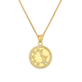 Collar con colgante chapado en oro con incrustaciones de cobre y estrella y Luna, estilo Simple