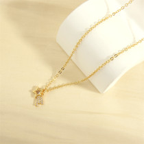 Collar colgante de Zircon plateado oro 18K del cobre 18K del pentagrama del estilo simple a granel