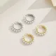 Pendientes de aro con perlas artificiales y incrustaciones de cobre en forma de U, 1 par