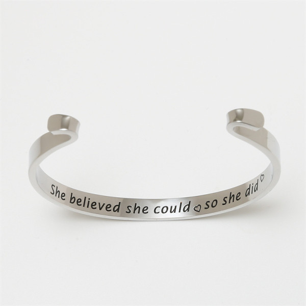 Brazalete plateado oro rosa de la galjanoplastia de acero inoxidable de la letra del estilo clásico simple al por mayor