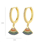1 par de pendientes colgantes chapados en plata y oro con incrustaciones de cobre y circonita, elegantes y brillantes