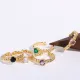 Anillo abierto de circón con incrustaciones de cobre chapado en cobre redondo de moda de 1 pieza