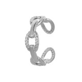 Anillo abierto de acero de titanio con estampado de cadenas de estilo simple Anillos de acero inoxidable de patchwork
