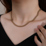 Collar chapado en oro de 18 quilates con revestimiento de acero de titanio y acero inoxidable geométrico para mujer