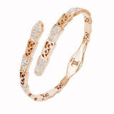 Brazalete plateado oro elegante casual al por mayor de los diamantes artificiales del embutido 18K del revestimiento de acero inoxidable de la serpiente