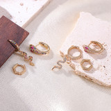 Pendientes de circón con incrustaciones de cobre y serpiente de estilo clásico