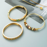Pulsera creativa con círculo de diamantes, joyería de circonita de Color con microincrustaciones de oro Real chapada en cobre
