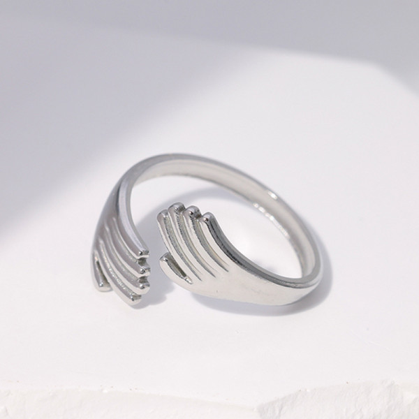 Fashion Hug Palm Anillo abierto de acero inoxidable 1 pieza