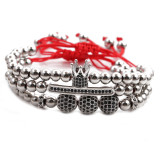 Traje de hombre de acero y titanio a la moda, pulsera de calavera con corona y alfabeto romano de acero inoxidable