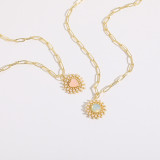 1 pieza de collar con colgante de cristal de perlas de agua dulce con incrustaciones de cobre en forma de corazón redondo a la moda