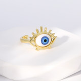 Anillo abierto de circonita chapado en oro y cobre con ojo en forma de corazón de estilo simple 1 pieza