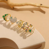 Anillos chapados en oro de 14K con incrustaciones de circonio asimétrico de cobre con gotas de agua de estrella cuadrada de estilo clásico elegante