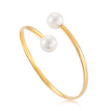 EBay AliExpress suministra moda europea y americana pulsera de perlas abierta de acero inoxidable de estilo fresco y sencillo para mujer
