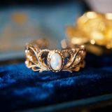 Anillo abierto chapado en cobre con flor retro