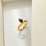 Anillos de circón con incrustaciones de acero de titanio geométrico estilo romano retro