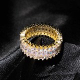 Anillo Fuentes transfronterizas de anillo de circón con incrustaciones Joyería creativa de comercio exterior de moda