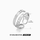 Anillo abierto geométrico de acero inoxidable estilo IG a granel