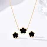 Collar de pendientes de concha con incrustaciones de acero inoxidable Lady Sweet Flower