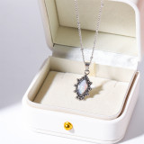 Collar con colgante chapado en oro de 18 quilates con incrustaciones de cobre y acero titanio con ojo del diablo retro