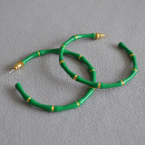 1 par de aretes de cobre con diseño de bloques de color de estilo simple