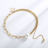 Collar elegante de las pulseras de la galjanoplastia de acero del titanio de la perla de agua dulce de la forma del corazón