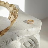 Anillos chapados en oro de 18 quilates con incrustaciones de acero inoxidable geométrico para mujer