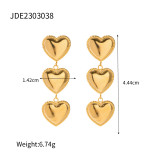 Collar de pendientes chapado en oro de 18 quilates con revestimiento de acero inoxidable en forma de corazón estilo IG