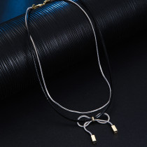 Collar plateado oro 14K del cobre 14K del nudo del arco del estilo simple del estilo del vintage en bulto