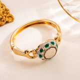 Elegantes pulseras de anillos chapadas en oro de 18 quilates con perlas de agua dulce irregulares de cobre redondas y elegantes