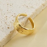 Anillos abiertos chapados en oro de titanio de 18 quilates con revestimiento de acero en forma de C de estilo clásico