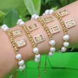 1 pieza, retrato de moda, pulseras de circón chapadas en cobre con cruz de fe
