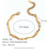 Collar de pulseras chapado en oro de 18 quilates con revestimiento de acero inoxidable de color sólido de estilo vintage