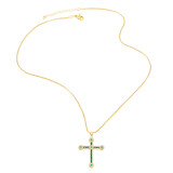 Collar chapado en oro de 18 quilates con incrustaciones de cobre y cruz de estilo simple a la moda