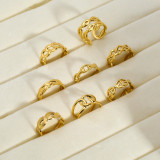 Anillos abiertos chapados en oro de 18 quilates con revestimiento de acero inoxidable de color sólido estilo IG