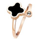 Anillo de acero de titanio a la moda para mujer con flor simple