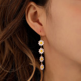 1 par de pendientes colgantes de cobre con flores pastorales