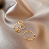 Anillo abierto de cobre con forma de mariposa geométrica, con incrustaciones de perlas artificiales, diamantes de imitación, anillos de cobre, 1 pieza