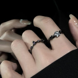 Anillo XINGX de circón Irregular para mujer, anillo abierto doble de alto sentido, estilo frío personalizado oscuro, Retro, asequible, de lujo