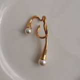 Ear Cuffs de perlas de cobre con incrustaciones de chapado Irregular de 1 pieza