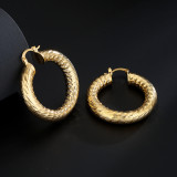 Pendientes de oro de 18 quilates chapados en cobre redondos simples de moda para mujer