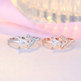 Anillos de diamantes artificiales con incrustaciones de revestimiento de cobre de color sólido de estilo simple 1 pieza