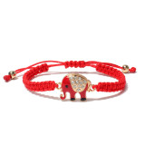 Pulsera De Cobre De Elefante De Cuerda Roja Multicolor Tejida A Mano De Moda