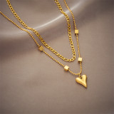 Collares en capas chapados en oro de 18 quilates con revestimiento de acero de titanio en forma de corazón de estilo coreano