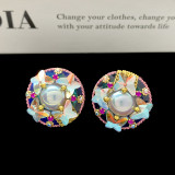 1 par de pendientes de perlas artificiales de cristal Artificial de cobre con incrustaciones de estrellas de bloque de Color dulce de Estilo Vintage