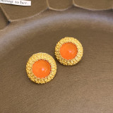 1 par de pendientes de diamantes de imitación artificiales con incrustaciones de cobre y flores de estilo Vintage