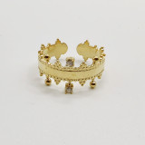 Anillos abiertos chapados en oro de 18 quilates con incrustaciones de diamantes de imitación chapados en acero inoxidable con corona de estilo simple