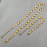 1 Juego de collar de pulseras de mujer esmaltadas de acero inoxidable con flores dulces