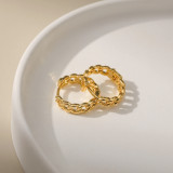 Hebilla de oreja minimalista circular, cadena trenzada de oro de 18 quilates chapada en cobre, diseño de cadena hueca, nueva orejera de moda